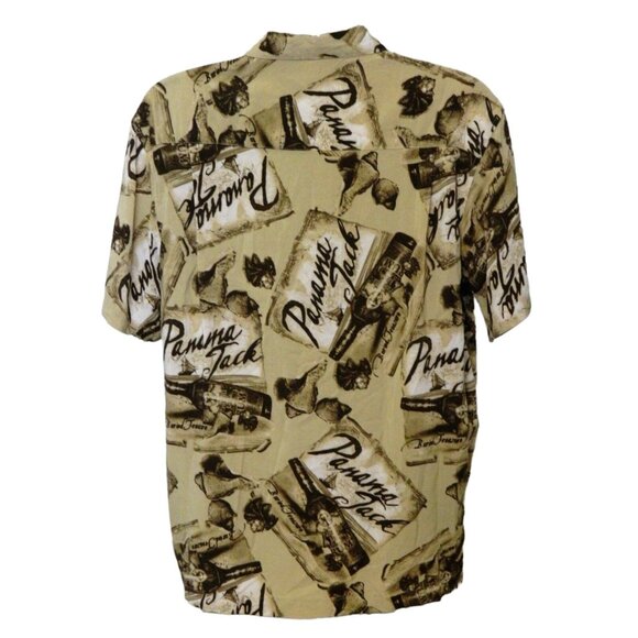 Panama Jack Hawaiian Shirt L Brown Rum Print Short Sleeve Button Rayon - Picture 6 of 7
